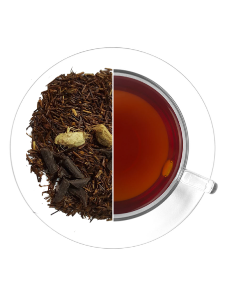 ROOIBOS CHOCOLATE-JENGIBRE Rooibos, trozos de jengibre, chips de ch...