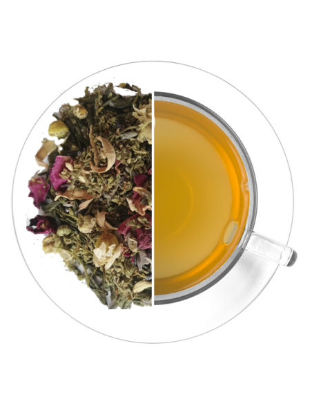 Té verde Sueños de Morfeo: Mezcla relajante de cáñamo y flores.