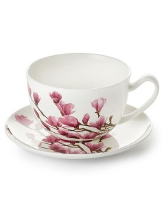 Taza Jumbo con plato de 0,5L decorada de porcelana.