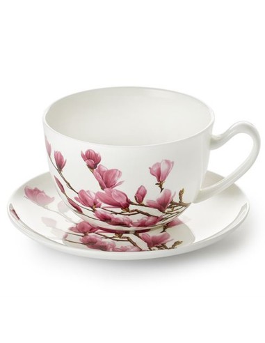 Taza Jumbo con plato de 0,5L decorada de porcelana.