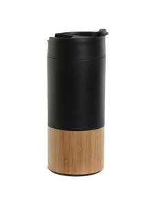 Termo de Acero Inoxidable con Bambú 400ml - LA RUTA DE KALDI