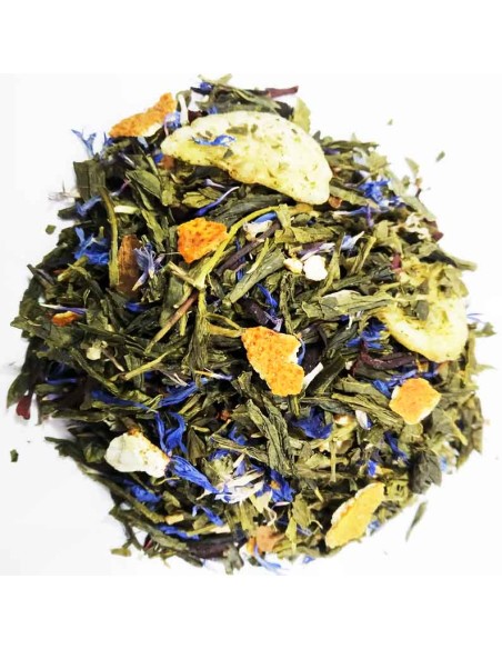 Disfruta del sabor afrutado y suave de nuestro té verde de naranja y plátano.