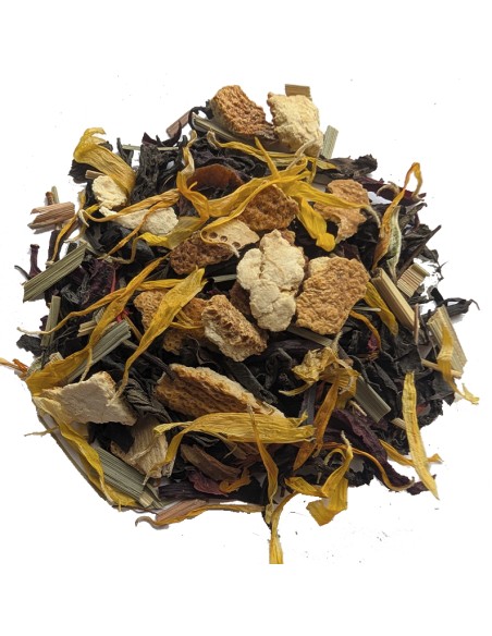 Descubre la frescura del té rojo Aire Fresco con piel de limón, caléndula, flor de cártamo y citronela: Una experiencia revitali