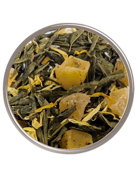 Descubre el exótico sabor del té verde de mango y disfruta de una experiencia única de té y frutas.
