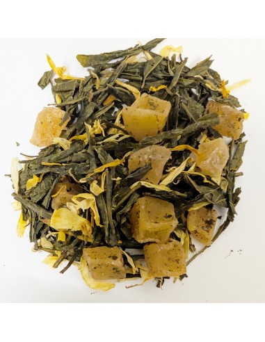Descubre el exótico sabor del té verde de mango y disfruta de una experiencia única de té y frutas.