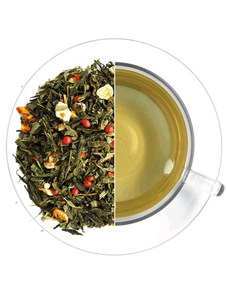 Té verde Beso del Caribe: Mezcla exótica de té verde y frutas para ofrecer a tus clientes - ¡Haz tu pedido ahora!