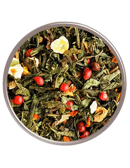 Té verde Beso del Caribe: Mezcla exótica de té verde y frutas para ofrecer a tus clientes - ¡Haz tu pedido ahora!