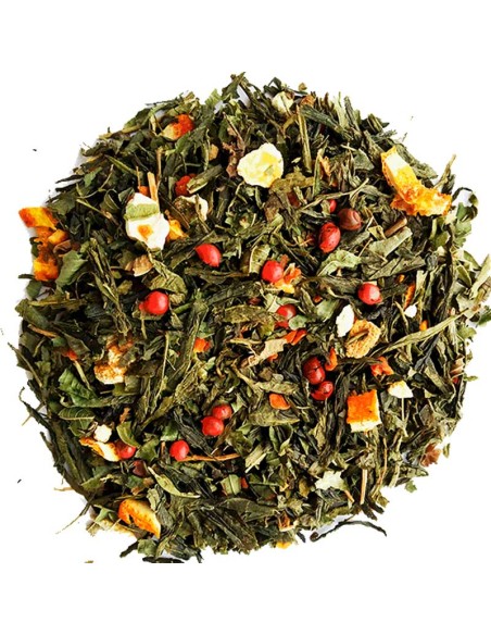 Té verde Beso del Caribe: Mezcla exótica de té verde y frutas para ofrecer a tus clientes - ¡Haz tu pedido ahora!