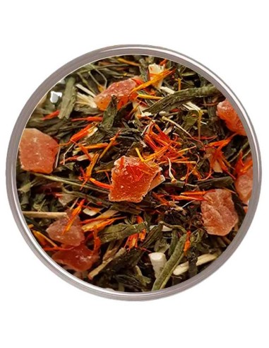 Mezcla de té verde con ginseng, cártamo y maracuyá: sabor y beneficios en una sola infusión.