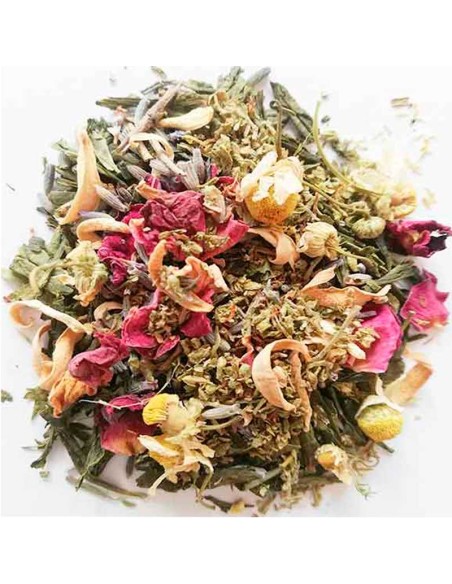 Té verde Sueños de Morfeo: Mezcla relajante de cáñamo y flores.