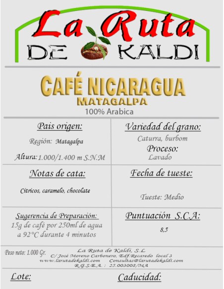 CAFE DE NICARAGUA Este arábica se caracteriza por una ligera acidez...
