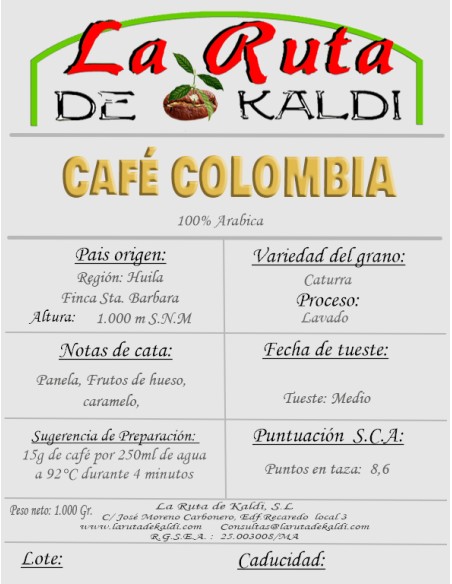 CAFE DE COLOMBIA Este café "Colombia Supremo" tiene un aroma muy ex...