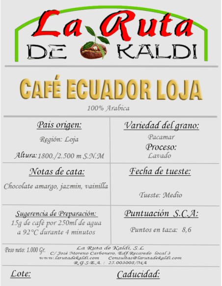 CAFE ECUADOR Un enriquecimiento del sabor no sólo para los más de c...