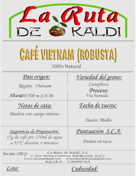 CAFE VIETNAM (ROBUSTA) Los robustas vietnamitas se caracterizan por...