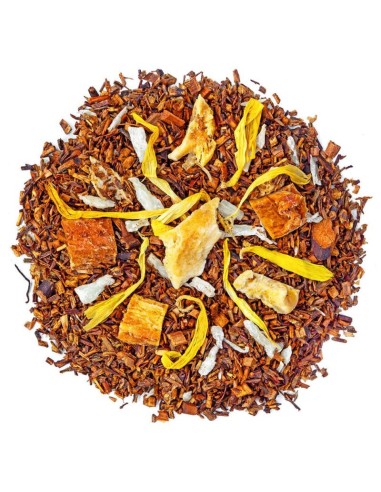 Compra Rooibos Brazilian Winter, una deliciosa infusión sin cafeína con rooibos, piña, coco, canela y jengibre. Sabor tropical y