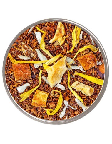 Compra Rooibos Brazilian Winter, una deliciosa infusión sin cafeína con rooibos, piña, coco, canela y jengibre. Sabor tropical y
